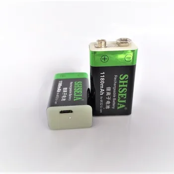 9V 1180mWh lítium li-po li-ion nabíjateľná batéria USB nabíjateľná BATÉRIA 9V