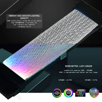 A-RGB Rainbow Kábel MOBO 24PIN Kábel GPU Rozšírenie 8PIN+8PIN AURA SYNC 5V 3pin A-RGB Osvetlenie