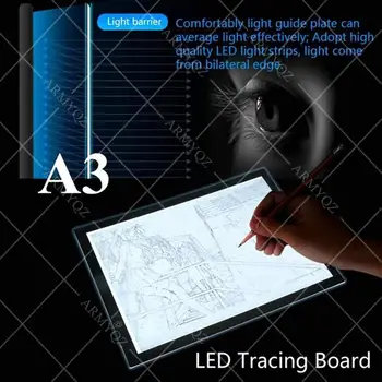 A3 LED rysovaciu dosku sledovanie papierový pásik LED diamond maľby, umenia, písací stôl tri-úroveň stmievania remeselné light box