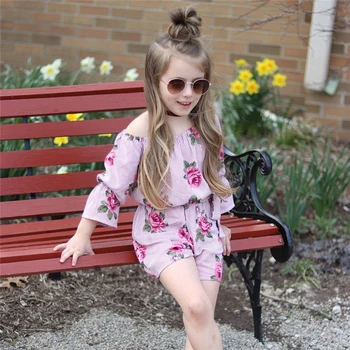 AA NÁS Dosť Batoľa Detský Baby Girl Milujúci Kvetinový Kombinézu Sunsuit Playsuit Oblečenie