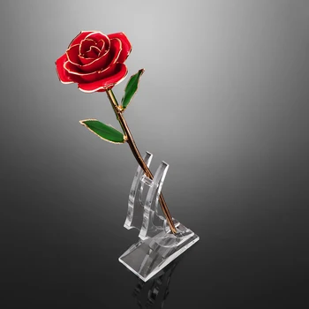 ABEDOE Akryl Transparentný Ruže Kvet Stojan Rose Stojí Váza Držiak pre Dlhé Stonky 24K Zlatom Rose Domáce Dekorácie