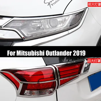 ABS Chrome Predné Zadný Kufor predné svetlo zadné Svetlo Lampy Kryt Výbava Styling Obloha Rámu Tvarovanie pre Mitsubishi Outlander 2019