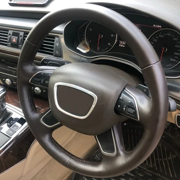 ABS chrome volantu, trim centrum emblémy logo rám nálepky príslušenstvo pre Audi A3, S3 8V A4 B8 B9 A6 C7 Q3 Q5 Q7