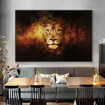Abstrakt Afrike Oheň Lví Hlavy voľne Žijúcich Zvierat Plátno Umenie Maľovaní Plagátov a Vytlačí Cuadros Wall Art Obrázok pre Obývacia Izba