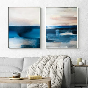 Abstrakt Blue Sea Sky Krajiny Plátno na Maľovanie na Stenu Umenie Fotografie pre Obývacia Izba Domáce Dekorácie