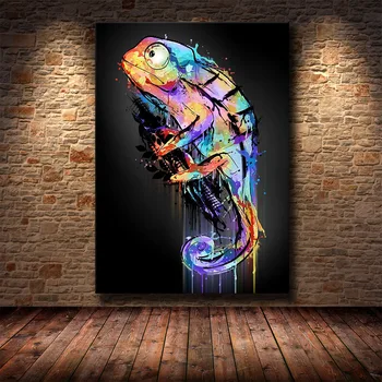 Abstrakt Zvierat Plátno na Maľovanie Chameleon Wall Art Domova Plagáty a Vytlačí Moderná Obývacia izba umelecké Diela Obrázok
