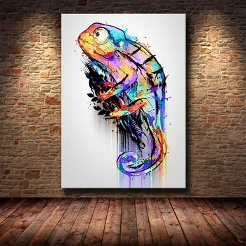 Abstrakt Zvierat Plátno na Maľovanie Chameleon Wall Art Domova Plagáty a Vytlačí Moderná Obývacia izba umelecké Diela Obrázok