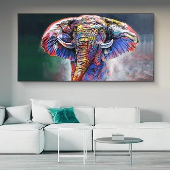 Abstraktné, Farebné Africké Slony Plátne, Obrazy na Stenu, Umenie Plagáty A Vytlačí Graffiti Art Obrázky detská Izba Decor
