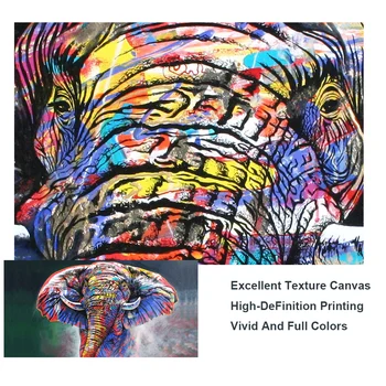 Abstraktné, Farebné Africké Slony Plátne, Obrazy na Stenu, Umenie Plagáty A Vytlačí Graffiti Art Obrázky detská Izba Decor