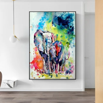 Abstraktné, Farebné Slon Zvierat Umelecké Plátno na Maľovanie Cuadros Plagáty Tlačiť Múr Umenia pre Obývacia Izba Domova (Bez Rámu)