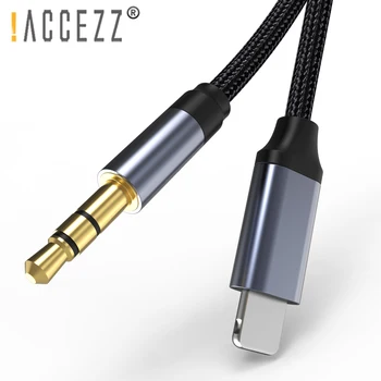 !ACCEZZ AUX Audio Kábel Pre iPhone 12 11 Pro Max mini X XS 7 IOS Adaptér Osvetlenie na 3,5 mm Jack Samec PC Auta, Slúchadlá Konvertor