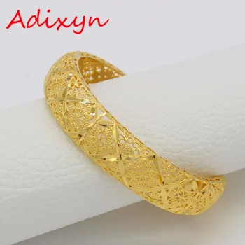 Adixyn 5.8 cm/2.28 palcový(Openable) Dubaj Náramok pre Ženy, Zlatá Farba Šperky Etiópskej Afriky Náramok Arabských Darčeky N1801