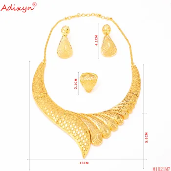 Adixyn Dubaj Náušnice, Prsteň Náhrdelník Šperky set 24k Gold Farebné Indiánske Šperky Afrike Darčeky Strany Svadobných Doplnkov N1021M7