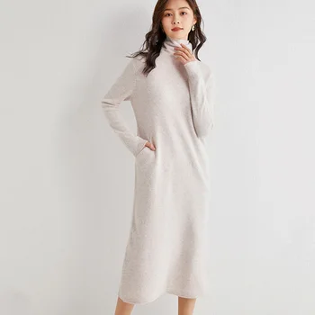 Adohon 2020 ženy zimné Cashmere svetre a na jeseň ženy pletené Pulóvre Vysoko Kvalitné Dlhé Šaty Žena Trutleneck