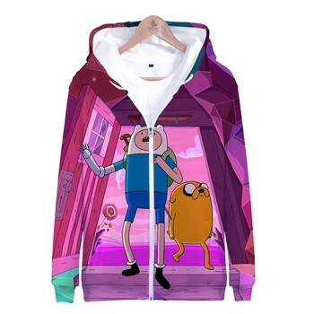 Adventure Time 3D Vytlačené na Zips Hoodies Ženy/Muži Móda Long Sleeve Hooded Mikina 2019 Hot Predaj Bežné Streetwear Hoodies