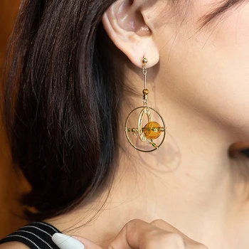 AENSOA Jedinečný Desgin Dlhé Visiace Náušnice 2020 Vyhlásenie Šperky Ročníka Planéta Geometrické Okrúhle Náušnice Pre Ženy Kovové Earing