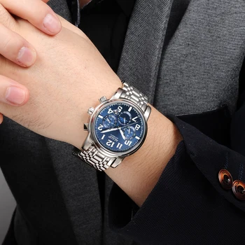 AESOP Automatické Hodinky Muži hodinky, luxusné značky Muž Hodiny z Nerezovej ocele, Automatické Mechanické Hodinky Mužov Relogio Masculino