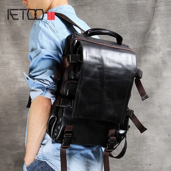 AETOO Hlava-vrstva cowhide ramenný horolezectvo taška ručné mužskej a ženskej kože batoh klasické bežné cestovná Taška