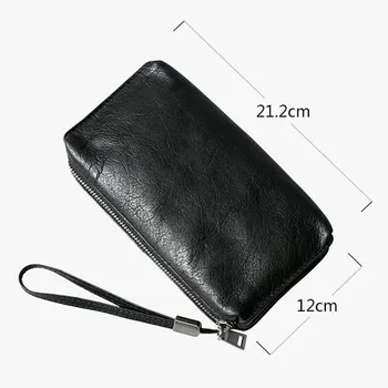 AETOO Kožený retro peňaženky, kabelky mužov strane spojka taška hovädzej kože ručne vyrábané bežné retro kožená taška na zips, dlhé peňaženky