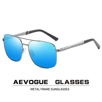 AEVOGUE Nové slnečné Okuliare Muži Dva Lúče Námestie Retro Polarizované Kovový Rám Módne Unisex Slnečné okuliare UV400 AE0774