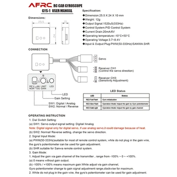 AFRC GYS-1 V2 RC Auto Gyroskop Drift Auto Stabilizátor CNC Kovové puzdro Pre 1/18 1/10 1/8 Model Auta, DIY Montáž -Červená