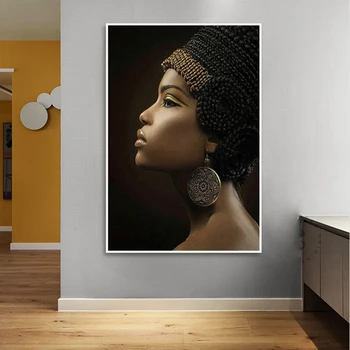 Africké Čierne Žena, olejomaľba Tlač Na Plátno Elegantné Ženy Plagáty Moderných obrazov na Stenu pre Obývacia Izba Domov, Dizajn Interiéru
