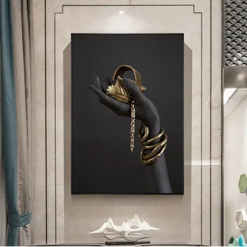 Africké Čierne Žena Ruke S Zlaté Šperky Wall Art Plátne, Obrazy Na Stenu Umenie Plagáty A Vytlačí Umenie Obrázky Domov Stenu Zariadené, Pri