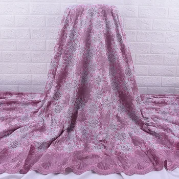 Africké Čipky Textílie 2019 Kvalitné Francúzske Voile Čipky Tkaniny, Výšivky Floret Nigérijský Textílie Pre Svadobné Šaty Strany A1728