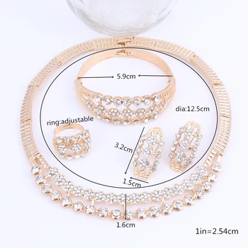 Africké Šperky Sady Dubaj Zlatá Farba Crystal Šperky sady Odberateľ Dizajn Nigérijský Svadobný Náhrdelník Šperky Sady