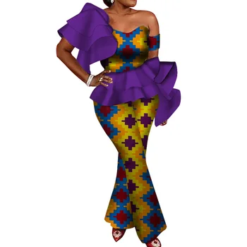 Afrika Nohavice Sady pre Ženy, Nový Jar Dashiki Plodín Top a Nohavice Afrike Oblečenie Bazin Plus Veľkosť Afriky Oblečenie WY4124