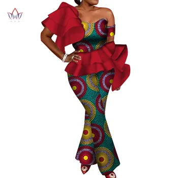 Afrika Nohavice Sady pre Ženy, Nový Jar Dashiki Plodín Top a Nohavice Afrike Oblečenie Bazin Plus Veľkosť Afriky Oblečenie WY4124