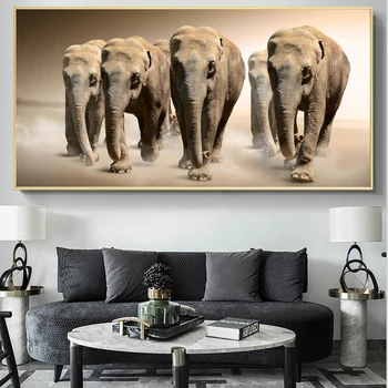 Afrika Slony voľne Žijúcich Zvierat, Plátno, Maľovanie Škandinávie Plagáty a Vytlačí Cuadros Wall Art Obrázok pre Obývacia Izba Domova