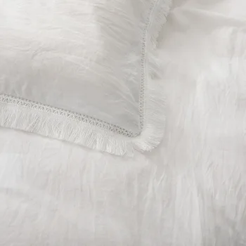 Aggcual Čisté farebné bavlnené obliečky kryt nastavenie bielej strapec bytový textil posteľná bielizeň nastaviť luxusná manželská posteľ jedného domova 3 ks be801