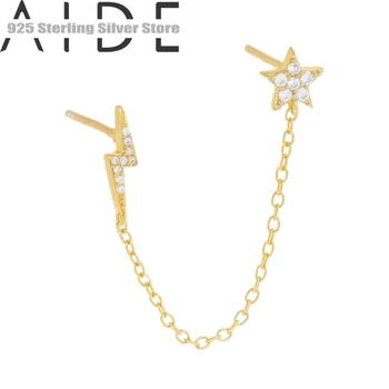 Aide 925 Sterling Silver pre Ženy, Hviezdy, Mesiac Lightning Clavicle Reťazca Luxusné Šperky Stud Náušnice Ženy Pendientes Collare