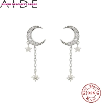 AIDE Mini Mesiac Stud Náušnice 925 Sterling Silver Šperky Pre Ženy, Dievča, Piercing, Náušnice Zirkón Jemné Šperky Pendientes Aretes