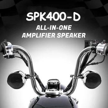 Aileap SPK400-D 2 Kanál 4.5 Cm Motocykel, Bluetooth, Reproduktory, 600W, Zosilňovač Stereo Audio Systému, Podpora MP3 AUX - Chrome