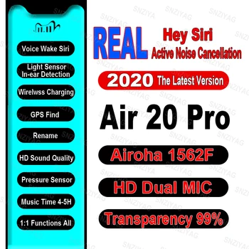 Air20 Pro ANC TWS 1562F Pravda, Svetelný Senzor Skutočný Hlas Wake Bezdrôtové Slúchadlá HD Duálny MIKROFÓN Bluetooth 5.0 Slúchadlá Transparentnosti 99%