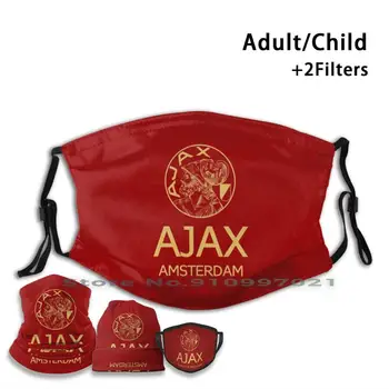 Ajax Zlato Custom Design Pre Dieťa Masky Pre Dospelých Filter Umývateľný Masku Na Tvár Ajax Ajax Futbalový Klub Ajax Afc Ajax De Godenzonen