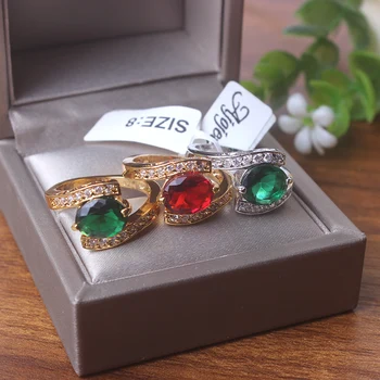 Ajojewel Oválne Zeleným Zirkónom Snubný Prsteň Nevesta Svadobné Šperky, Zásnubné Veľkoobchod Bague Femme