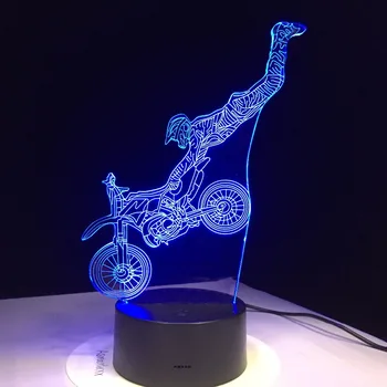 Akrobatické Motocykel 3D Lampa 7 Farieb Dotykové Ovládanie Led Visual Darček 3D Led Nočné Svetlo detská Izba Led Svetlá na Čítanie Drop Shipping