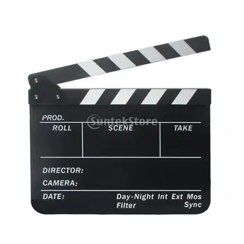 Akryl Clapperboard TV Film Film, Video Clapboard Cut Action Čierna Doska s Farebný Prúžok Bridlice Pack 1