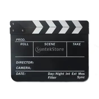 Akryl Clapperboard TV Film Film, Video Clapboard Cut Action Čierna Doska s Farebný Prúžok Bridlice Pack 1
