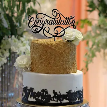 Akryl Lesk Zlata Gratulujeme Tortu Vňaťou Svadobné, Vianočné Tortu Stand Topper Oslavu, Cake Decoration Dodávky