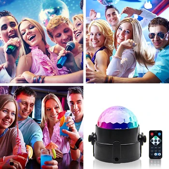 Aktivované zvukom Rotujúce Disco Ball Strana Svetlo Strobe Light Diaľkové Ovládanie LED Fáze Svetlo Na Vianoce Domov KTV Svadobné Zobraziť
