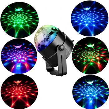 Aktivované zvukom Rotujúce Disco Ball Strana Svetlo Strobe Light Diaľkové Ovládanie LED Fáze Svetlo Na Vianoce Domov KTV Svadobné Zobraziť