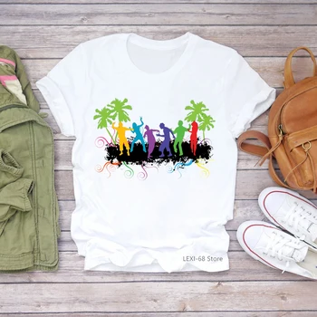 Akvarel zumba tanečník tlač tshirts ženy zábavné móde t shirt femme harajuku kawaii oblečenia hip hop žena t-shirt streetwear