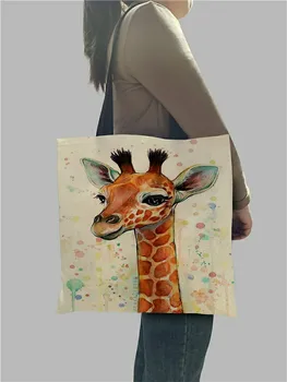Akvarel Žirafa Jeleň Tlač Tote Tašky pre Ženy Bežné Kabelky nákupná Taška Veľká Kapacita Dropshipping Veľkoobchod SY0060