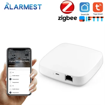ALARMEST Tuya Zigbee Káblové Bránou Hub Smart Home Zariadenia Podporu pridať APLIKÁCIU Gateway Smart Light Control ZigBee Silu Tuya