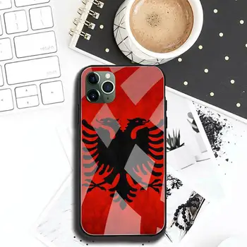 Albánsko vlajka Telefón Prípade Tvrdeného Skla Pre iPhone 12 pro max mini 11 Pro XR XS MAX 8 X 7 6 6 Plus SE 2020 prípade