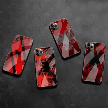 Albánsko vlajka Telefón Prípade Tvrdeného Skla Pre iPhone 12 pro max mini 11 Pro XR XS MAX 8 X 7 6 6 Plus SE 2020 prípade